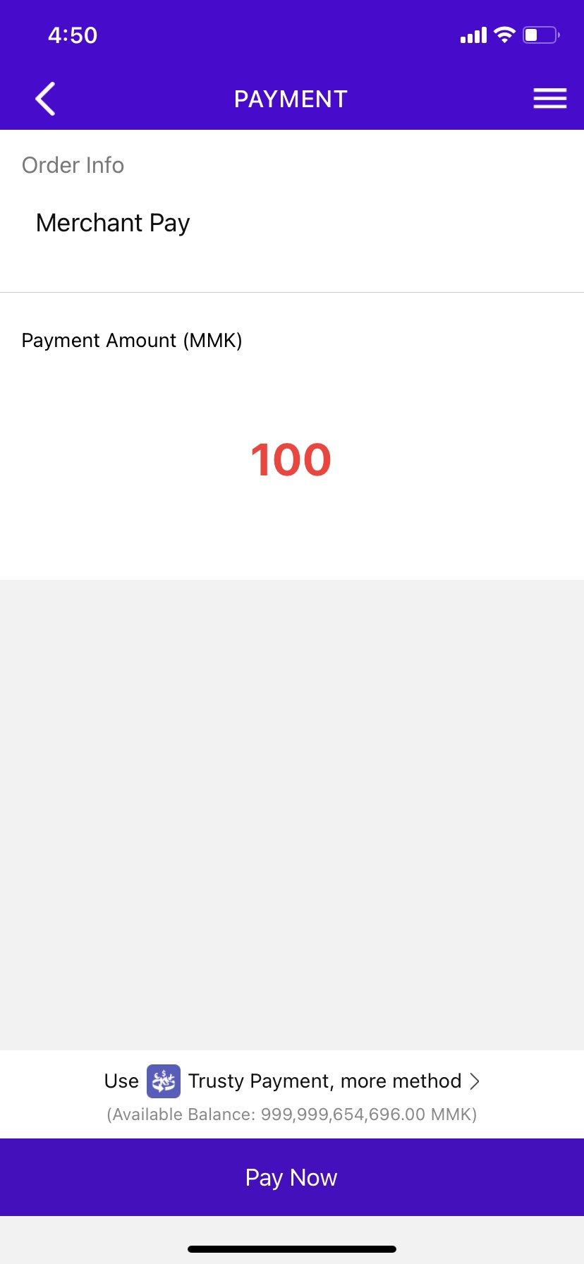 User enters transaction amount